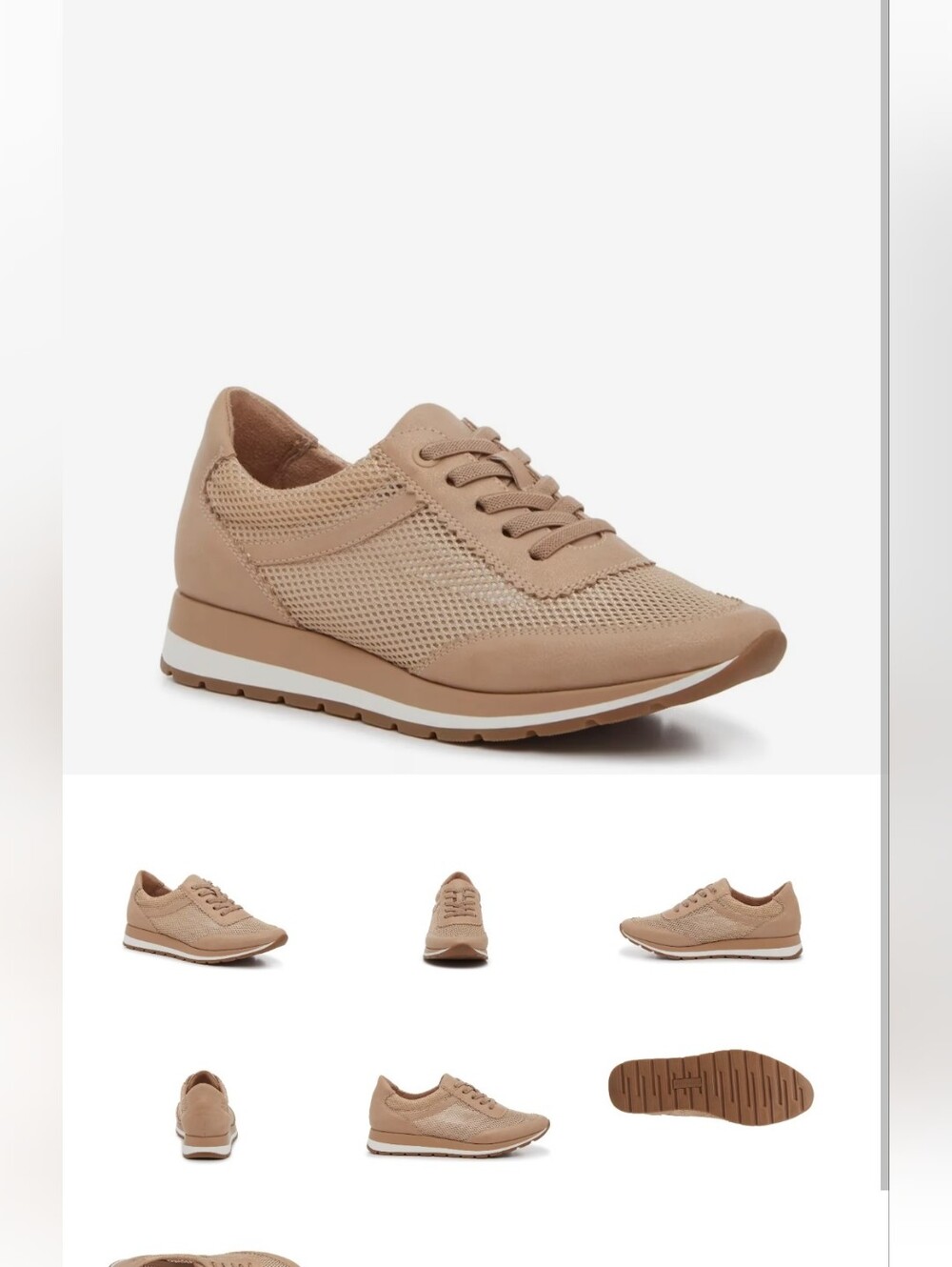 Kelly & Katie Light Beige/Gold Mesh Lace-Up Sneakers. Comfortable and Stylish!